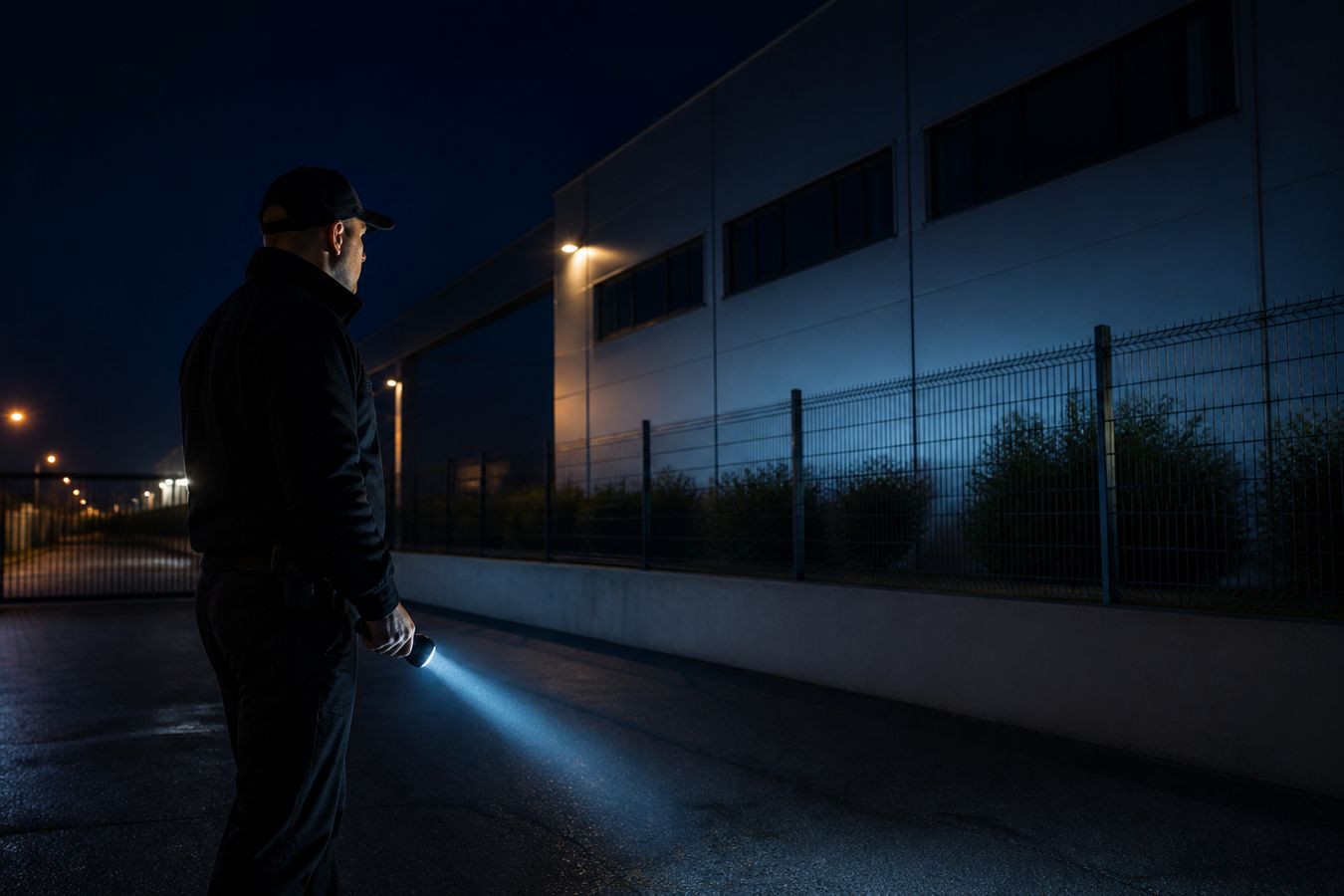 Mobile security patrol at night